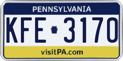 PA license plate KFE3170