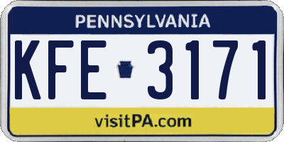 PA license plate KFE3171