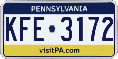 PA license plate KFE3172