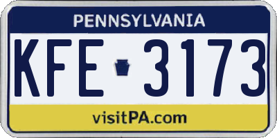 PA license plate KFE3173
