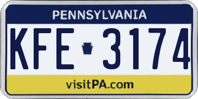 PA license plate KFE3174