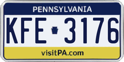 PA license plate KFE3176