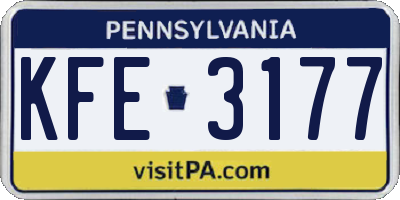 PA license plate KFE3177