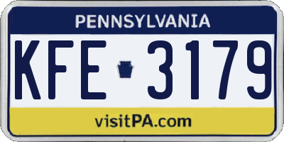 PA license plate KFE3179