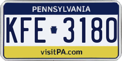 PA license plate KFE3180
