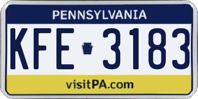 PA license plate KFE3183