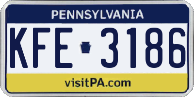 PA license plate KFE3186