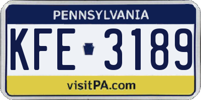 PA license plate KFE3189