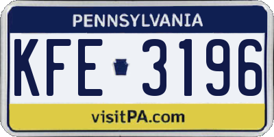 PA license plate KFE3196
