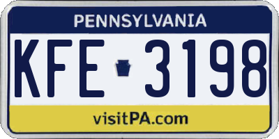 PA license plate KFE3198