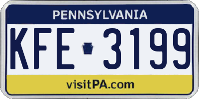 PA license plate KFE3199
