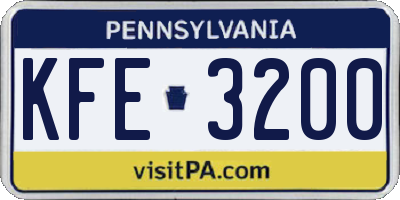 PA license plate KFE3200
