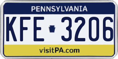 PA license plate KFE3206