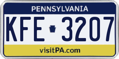 PA license plate KFE3207