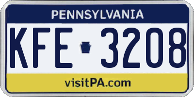 PA license plate KFE3208