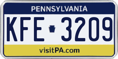 PA license plate KFE3209
