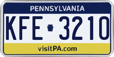 PA license plate KFE3210