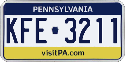 PA license plate KFE3211