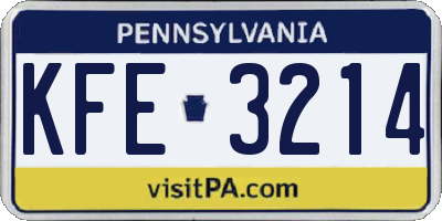 PA license plate KFE3214