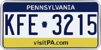 PA license plate KFE3215