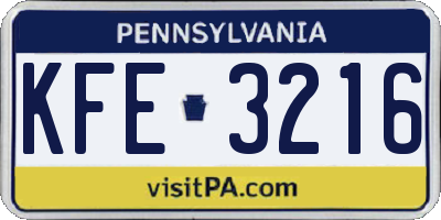 PA license plate KFE3216