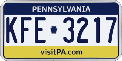 PA license plate KFE3217