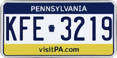 PA license plate KFE3219