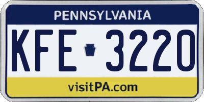 PA license plate KFE3220