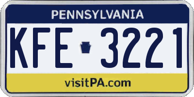 PA license plate KFE3221