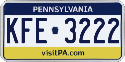 PA license plate KFE3222