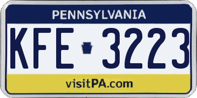 PA license plate KFE3223