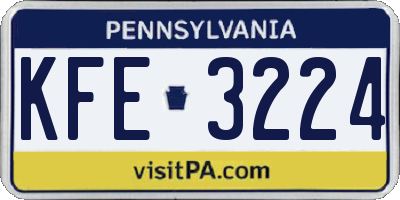 PA license plate KFE3224