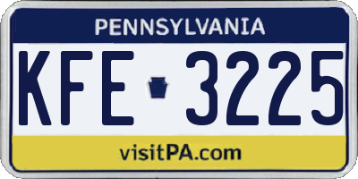 PA license plate KFE3225