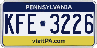 PA license plate KFE3226