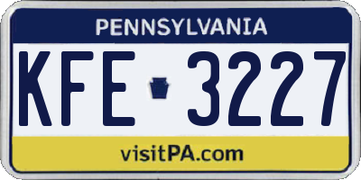 PA license plate KFE3227