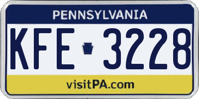 PA license plate KFE3228
