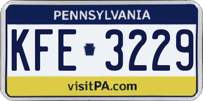 PA license plate KFE3229