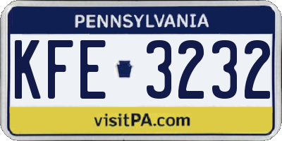 PA license plate KFE3232