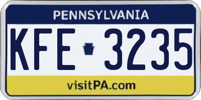 PA license plate KFE3235