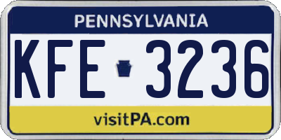 PA license plate KFE3236