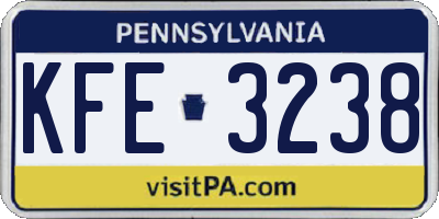 PA license plate KFE3238