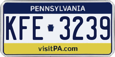 PA license plate KFE3239