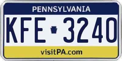 PA license plate KFE3240