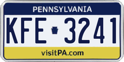 PA license plate KFE3241