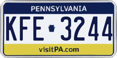 PA license plate KFE3244