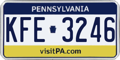 PA license plate KFE3246