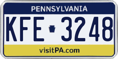 PA license plate KFE3248