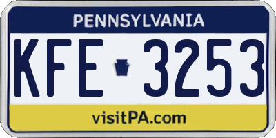 PA license plate KFE3253