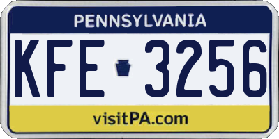 PA license plate KFE3256