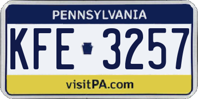 PA license plate KFE3257